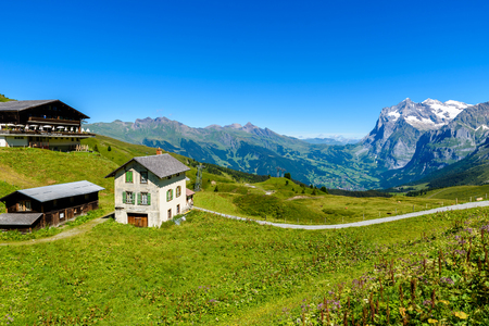 Beautiful mountain scenery at Grindelwald and Jungfrau - Switzerlandのeditorial素材