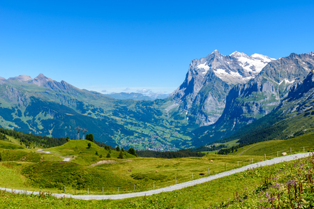 Beautiful mountain scenery at Grindelwald and Jungfrau - Switzerlandの写真素材