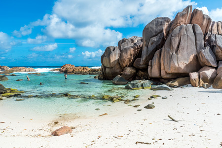 Beautiful beach - Anse Cocos - La Digue, Seychellesのeditorial素材