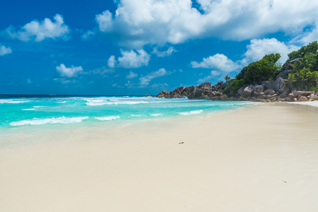 Petite Anse, La Digue in Seychelles - Tropcial and paradise beachの写真素材