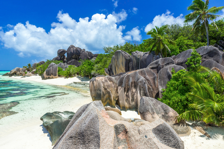 Anse Source d'Argent - Beach on island La Digue in Seychellesの写真素材
