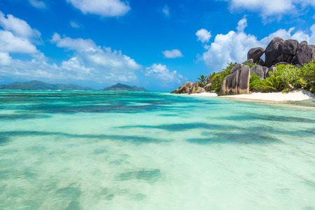 Anse Source d'Argent - Beach on island La Digue in Seychellesの写真素材