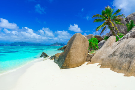 Anse Source d'Argent - Beach on island La Digue in Seychellesの写真素材