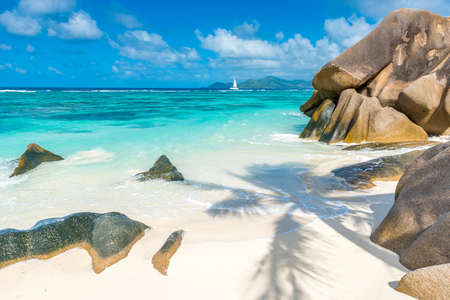 Anse Source d'Argent - Beach on island La Digue in Seychellesの写真素材
