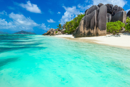 Anse Source d'Argent - Beach on island La Digue in Seychellesの写真素材