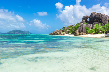 Anse Source d'Argent - Beach on island La Digue in Seychellesの写真素材