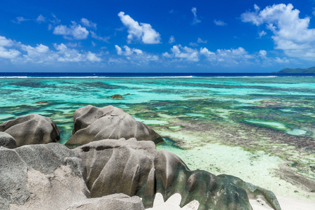 Anse Source d'Argent - Beach on island La Digue in Seychellesの写真素材