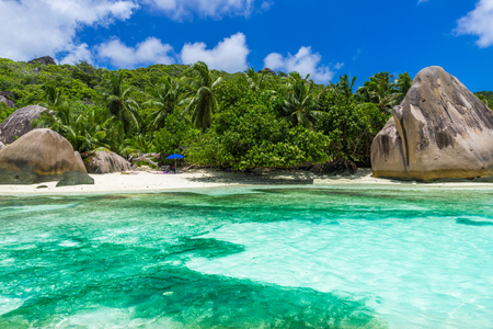 Anse Source d'Argent - Beach on island La Digue in Seychellesの写真素材