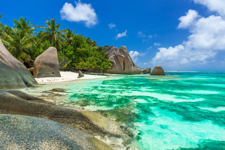 Anse Source d'Argent - Beach on island La Digue in Seychellesの写真素材