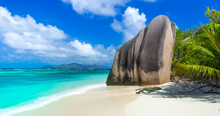 Anse Source d'Argent - Beach on island La Digue in Seychellesの写真素材
