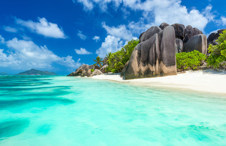 Anse Source d'Argent - Beach on island La Digue in Seychellesの写真素材