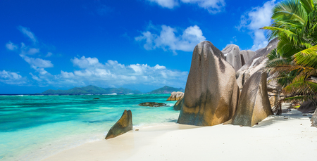 Anse Source d'Argent - Beach on island La Digue in Seychellesの写真素材