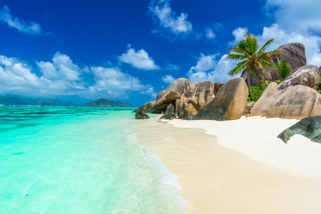 Anse Source d'Argent - Beach on island La Digue in Seychellesの写真素材