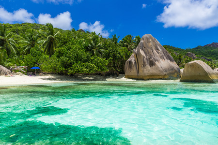 Anse Source d'Argent - Beach on island La Digue in Seychellesの写真素材