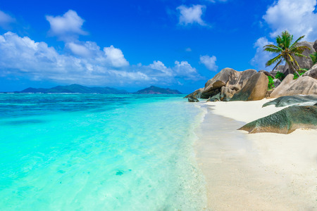 Anse Source d'Argent - Beach on island La Digue in Seychellesの写真素材