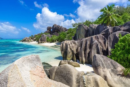 Anse Source d'Argent - Beach on island La Digue in Seychellesの写真素材