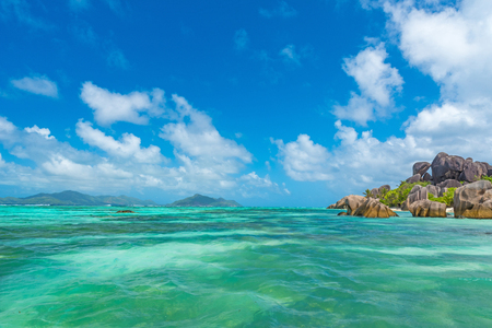 Anse Source d'Argent - Beach on island La Digue in Seychellesの写真素材