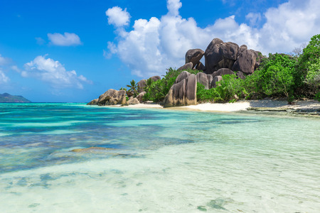 Anse Source d'Argent - Beach on island La Digue in Seychellesの写真素材