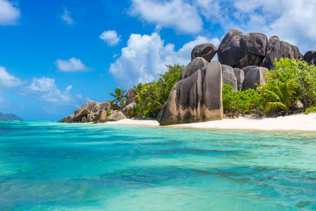Anse Source d'Argent - Beach on island La Digue in Seychellesの写真素材