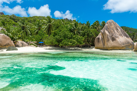 Anse Source d'Argent - Beach on island La Digue in Seychellesの写真素材