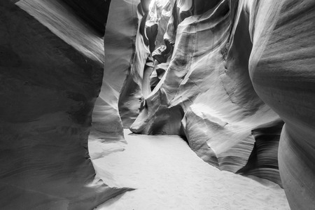 Path through Antelope Canyon - located on Navajo land near Page, Arizona, USA - beautiful colored rock formation in slot canyon in the American Southwestの写真素材