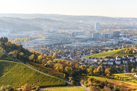 Vineyards at Stuttgart - beautiful wine region in the south of Germanyの写真素材