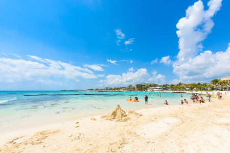 Playa del Carmen - paradise beach and city at caribbean coast of Quintana Roo, Mexicoのeditorial素材