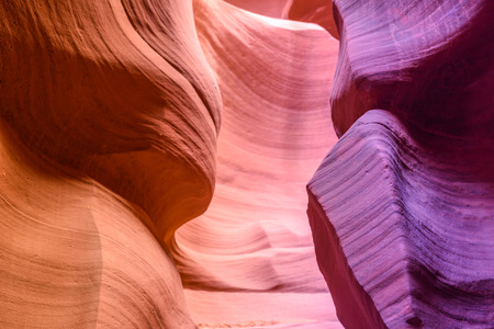 Antelope Canyon - located on Navajo land near Page, Arizona, USA - beautiful colored rock formation in slot canyon in the American Southwestの写真素材