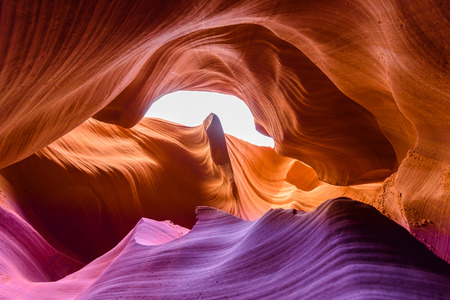 Antelope Canyon - located on Navajo land near Page, Arizona, USA - beautiful colored rock formation in slot canyon in the American Southwestの写真素材