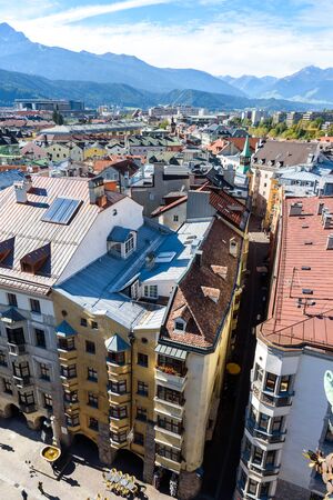 Beautiful view from tower in city center of Innsbruck, Austriaのeditorial素材