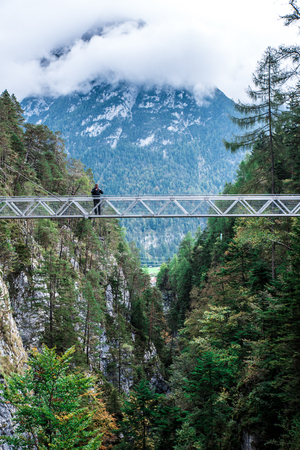 Leutaschklamm - wild gorge with river in the alps of Germanyの写真素材