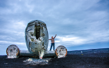 Airplane wreck in desertのeditorial素材