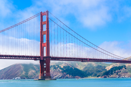 Golden Gate Bridge in San Francisco - Viewpoint from Torpedo Wharfの写真素材