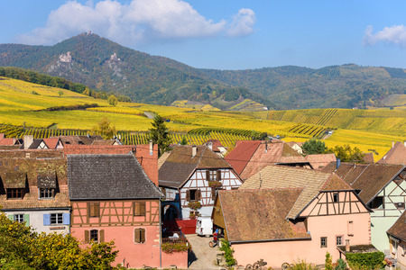 Hunawihr - small village in vineyards of alsace - franceの写真素材