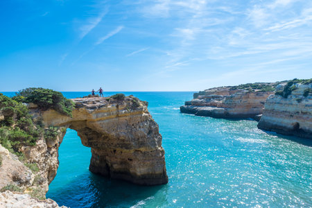 Praia de Albandeira - beautiful coast and beach of Algarve, Portugalの写真素材