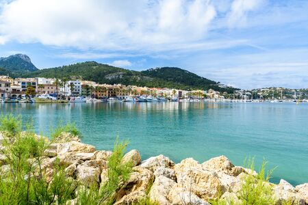 Port d'Andratx, Mallorca - old village in bay with beautiful coastのeditorial素材