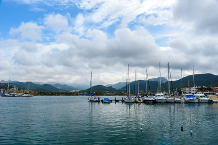 Port d'Andratx, Mallorca - old village in bay with beautiful coastのeditorial素材