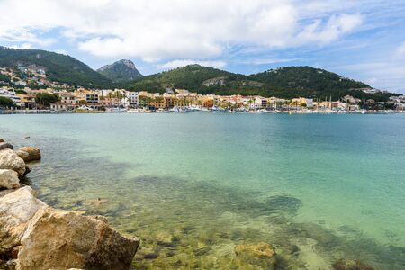 Port d'Andratx, Mallorca - old village in bay with beautiful coastのeditorial素材