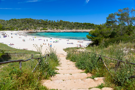 Beautiful Beach of Cala S'Amarador at Mondrago - Natural Park on Majorca Spain, Balearic Islands, Mediterranean Sea, Europeのeditorial素材