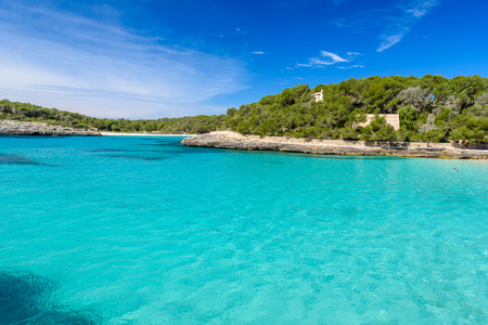 Beautiful Beach of Cala S'Amarador at Mondrago - Natural Park on Majorca Spain, Balearic Islands, Mediterranean Sea, Europeの写真素材