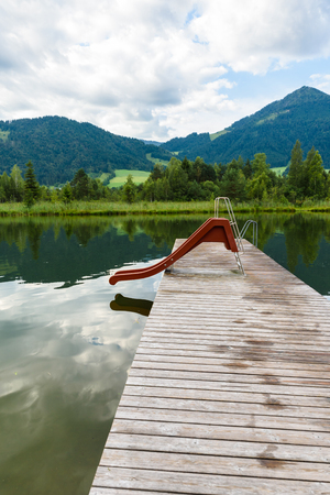 Lake Walchsee  at summer day, Austria Tyrolの写真素材