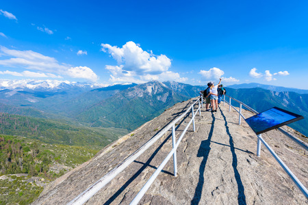 Hiker at Moro Rock. Hiking in Sequoia National Park, California, USAのeditorial素材