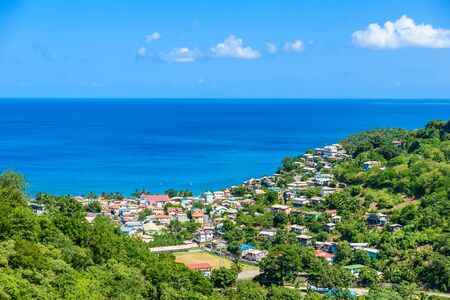 Canaries - Village on the Caribbean island of St. Lucia. It is a paradise destination with a white sand beach and turquoiuse sea.の写真素材