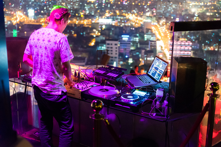 DJ - Party on top of building with music entertainmentのeditorial素材