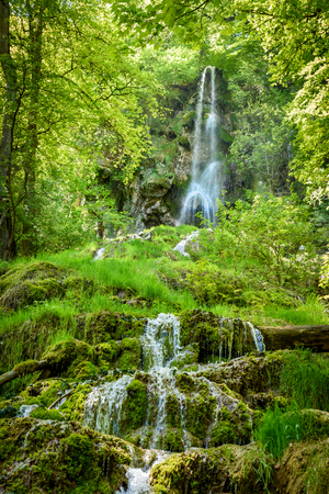The waterfall of Bad Urach, Swabian Alb, Baden-Wuerttemberg, Germany, Europeの写真素材