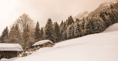 Beautiful winter scenery in the german alps at Oberstdorf, Allgaeu, Bavaria, Germany