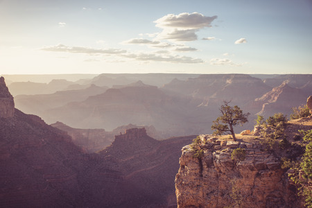 Amazing Landscape scenery at sunset from South Rim of Grand Canyon National Park, Arizona, United Statesの写真素材