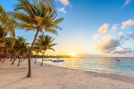 Akumal bay - Caribbean white beach in Riviera Maya, coast of Yucatan and Quintana Roo, Mexicoの写真素材