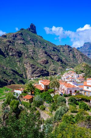 Tejeda - Village in mountain scenery in Gran Canaria - beautiful canarian island of Spainの写真素材