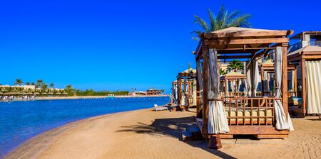 Relaxing at beach at white beach - travel destination for vacation - Hurghada, Red Sea, Egyptの写真素材